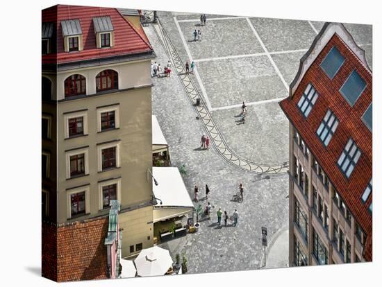 People Walk on the Market Square in Wroclaw, Poland. Top View.-Velishchuk Yevhen-Stretched Canvas