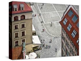 People Walk on the Market Square in Wroclaw, Poland. Top View.-Velishchuk Yevhen-Stretched Canvas
