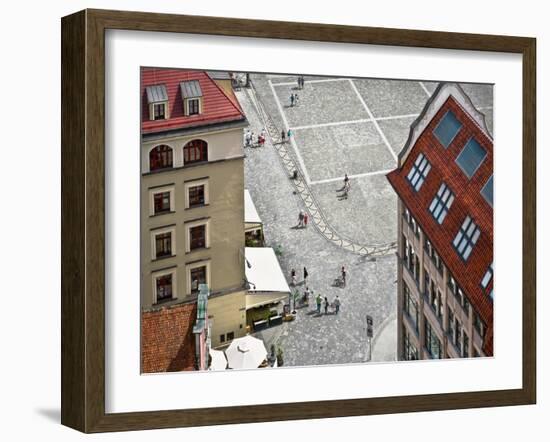 People Walk on the Market Square in Wroclaw, Poland. Top View.-Velishchuk Yevhen-Framed Photographic Print