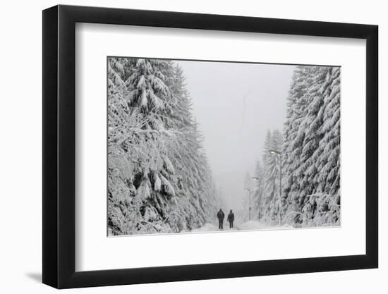 People Walk under Heavy Snowfall Near the Eastern German Town of Altenberg-David W Cerny-Framed Photographic Print