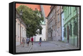 People Walking Along Kapitulska Street in Old Town, Bratislava, Slovakia, Europe-Ian Trower-Framed Stretched Canvas