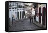People Walking Along Street, Ouro Preto, UNESCO World Heritage Site, Minas Gerais, Brazil-Ian Trower-Framed Stretched Canvas