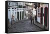 People Walking Along Street, Ouro Preto, UNESCO World Heritage Site, Minas Gerais, Brazil-Ian Trower-Framed Stretched Canvas