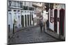 People Walking Along Street, Ouro Preto, UNESCO World Heritage Site, Minas Gerais, Brazil-Ian Trower-Mounted Premium Photographic Print