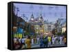 People Walking, Khreshchatyk Street, Kiev, Ukraine-Gavin Hellier-Framed Stretched Canvas