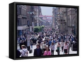 People Walking on Buchanan Street, Glasgow, Scotland, United Kingdom-Yadid Levy-Framed Stretched Canvas