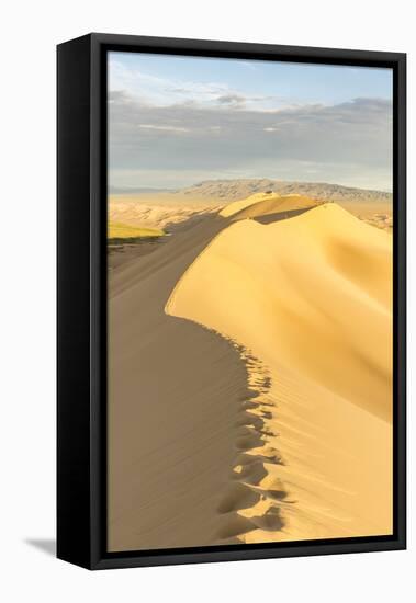 People walking on Khongor sand dunes in Gobi Gurvan Saikhan National Park, Sevrei district, South G-Francesco Vaninetti-Framed Stretched Canvas