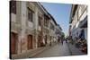 People walking on street, Calle Crisologo, Vigan, Ilocos Sur, Philippines-null-Stretched Canvas