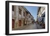 People walking on street, Calle Crisologo, Vigan, Ilocos Sur, Philippines-null-Framed Photographic Print