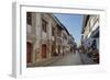 People walking on street, Calle Crisologo, Vigan, Ilocos Sur, Philippines-null-Framed Photographic Print