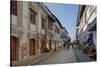 People walking on street, Calle Crisologo, Vigan, Ilocos Sur, Philippines-null-Stretched Canvas