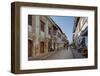 People walking on street, Calle Crisologo, Vigan, Ilocos Sur, Philippines-null-Framed Photographic Print