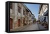 People walking on street, Calle Crisologo, Vigan, Ilocos Sur, Philippines-null-Framed Stretched Canvas