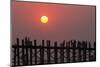 People walking on U-Bein bridge over Taung Tha Man Lake at sunset, Amarapura, Mandalay, Myanmar-Jan Miracky-Mounted Photographic Print