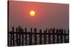 People walking on U-Bein bridge over Taung Tha Man Lake at sunset, Amarapura, Mandalay, Myanmar-Jan Miracky-Stretched Canvas