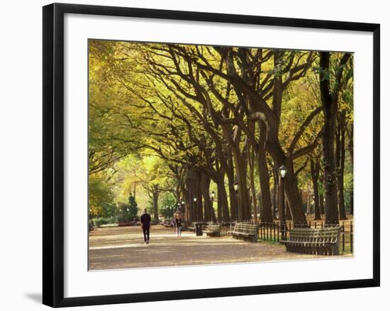 People Walking Through Central Park in Autumn, NYC-Walter Bibikow-Framed Photographic Print