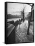 People Walking Through Dublin in the Rain-Tony Linck-Framed Stretched Canvas