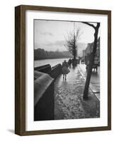 People Walking Through Dublin in the Rain-Tony Linck-Framed Photographic Print