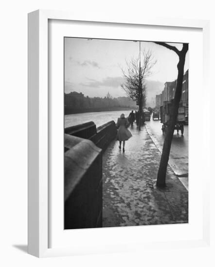 People Walking Through Dublin in the Rain-Tony Linck-Framed Photographic Print