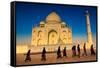 People Walking to Pray in Front of the Taj Mahal, UNESCO World Heritage Site, Agra-Laura Grier-Framed Stretched Canvas