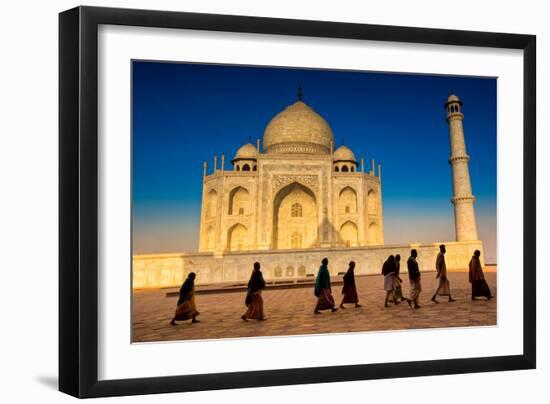 People Walking to Pray in Front of the Taj Mahal, UNESCO World Heritage Site, Agra-Laura Grier-Framed Photographic Print