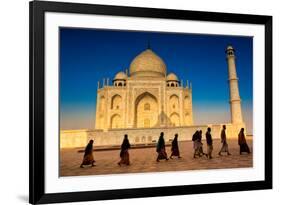 People Walking to Pray in Front of the Taj Mahal, UNESCO World Heritage Site, Agra-Laura Grier-Framed Photographic Print