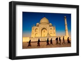 People Walking to Pray in Front of the Taj Mahal, UNESCO World Heritage Site, Agra-Laura Grier-Framed Photographic Print