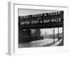 People Walking under Large Sign at Peech and Tozer Steel Plant-null-Framed Photographic Print