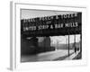 People Walking under Large Sign at Peech and Tozer Steel Plant-null-Framed Photographic Print
