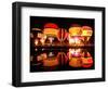 People Watch Hot Air Balloons as They Reflect off the Barigui Lake-null-Framed Photographic Print