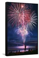 People Watching Fireworks from Lahaina Harbor-Jon Hicks-Framed Stretched Canvas