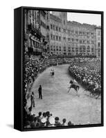 People Watching Horse Race that Is Traditional Part of the Palio Celebration-Walter Sanders-Framed Stretched Canvas