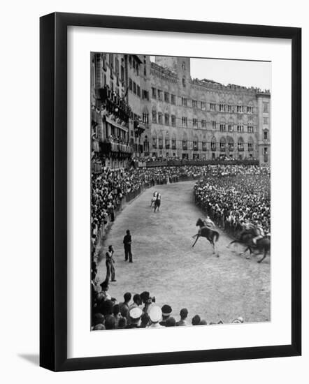 People Watching Horse Race that Is Traditional Part of the Palio Celebration-Walter Sanders-Framed Photographic Print