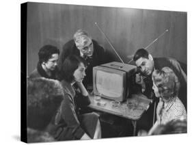 People Watching Senator John F. Kennedy on TV After His Victory in the Primary Election-Stan Wayman-Stretched Canvas