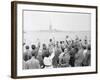 People Waving to the Statue of Liberty-null-Framed Photographic Print