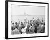 People Waving to the Statue of Liberty-null-Framed Photographic Print