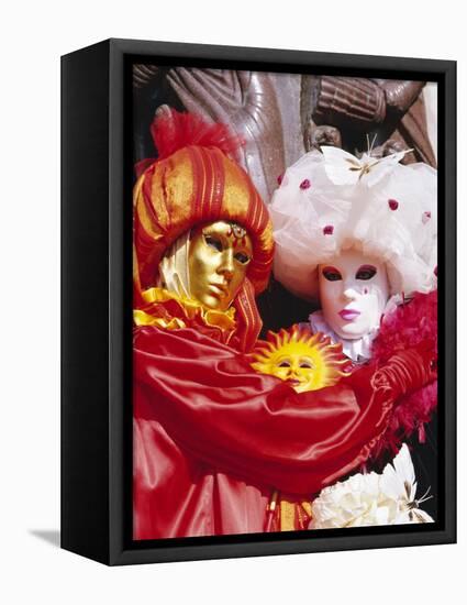 People Wearing Masked Carnival Costumes, Venice Carnival, Venice, Veneto, Italy-Bruno Morandi-Framed Stretched Canvas