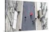 People with Colourful Umbrellas, Vertical View from the Elevador De Santa Justa, Lisbon-Axel Schmies-Stretched Canvas