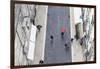 People with Colourful Umbrellas, Vertical View from the Elevador De Santa Justa, Lisbon-Axel Schmies-Framed Photographic Print