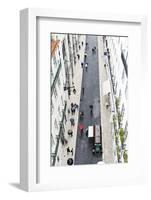 People with Colourful Umbrellas, Vertical View from the Elevador De Santa Justa, Lisbon-Axel Schmies-Framed Photographic Print
