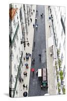 People with Colourful Umbrellas, Vertical View from the Elevador De Santa Justa, Lisbon-Axel Schmies-Stretched Canvas