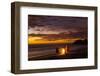 People with Driftwood Fire at Sunset on Playa Guiones Beach-Rob Francis-Framed Photographic Print