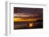 People with Driftwood Fire at Sunset on Playa Guiones Beach-Rob Francis-Framed Photographic Print