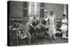 People with Three Dogs in a Garden, France-null-Stretched Canvas