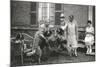 People with Three Dogs in a Garden, France-null-Mounted Photographic Print