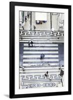 People with Umbrellas, Vertical View from the Elevador De Santa Justa, Lisbon-Axel Schmies-Framed Photographic Print