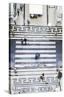 People with Umbrellas, Vertical View from the Elevador De Santa Justa, Lisbon-Axel Schmies-Stretched Canvas