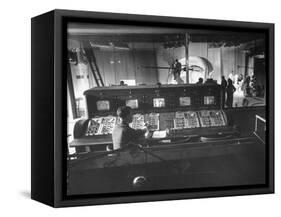People Working in the Dumont Television Studio in Wanamakers Department Store-null-Framed Stretched Canvas