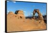 Peoples at Delicate Arch at golden hour, Arches National Park, Moab, Grand County, Utah, United Sta-Francesco Vaninetti-Framed Stretched Canvas