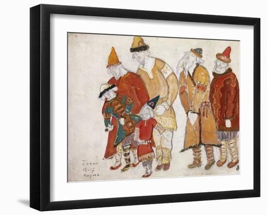 Peoples. Costume Design for the Opera Prince Igor by A. Borodin, 1914-Nicholas Roerich-Framed Giclee Print